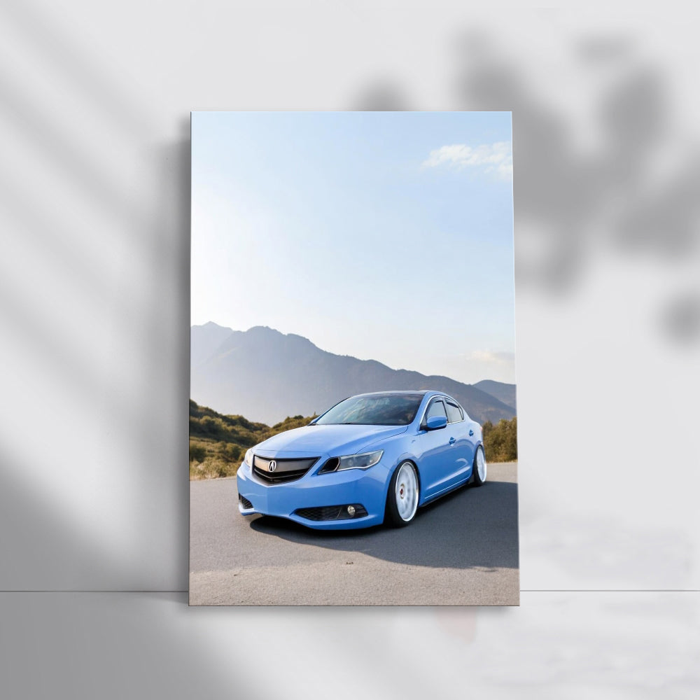 Blue Acura ILX in Mountain Landscape - Sleek and Adventurous