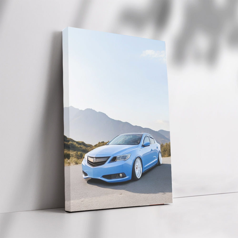 Blue Acura ILX in Mountain Landscape - Sleek and Adventurous