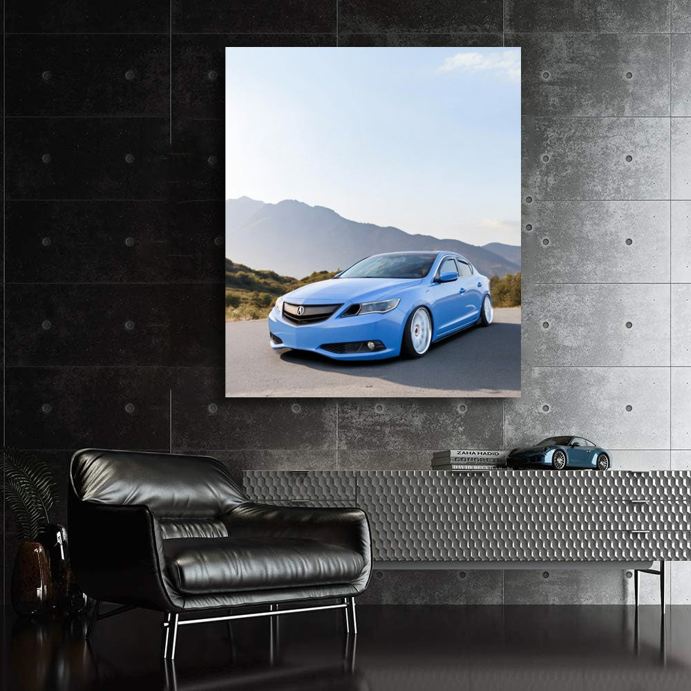 Blue Acura ILX in Mountain Landscape - Sleek and Adventurous