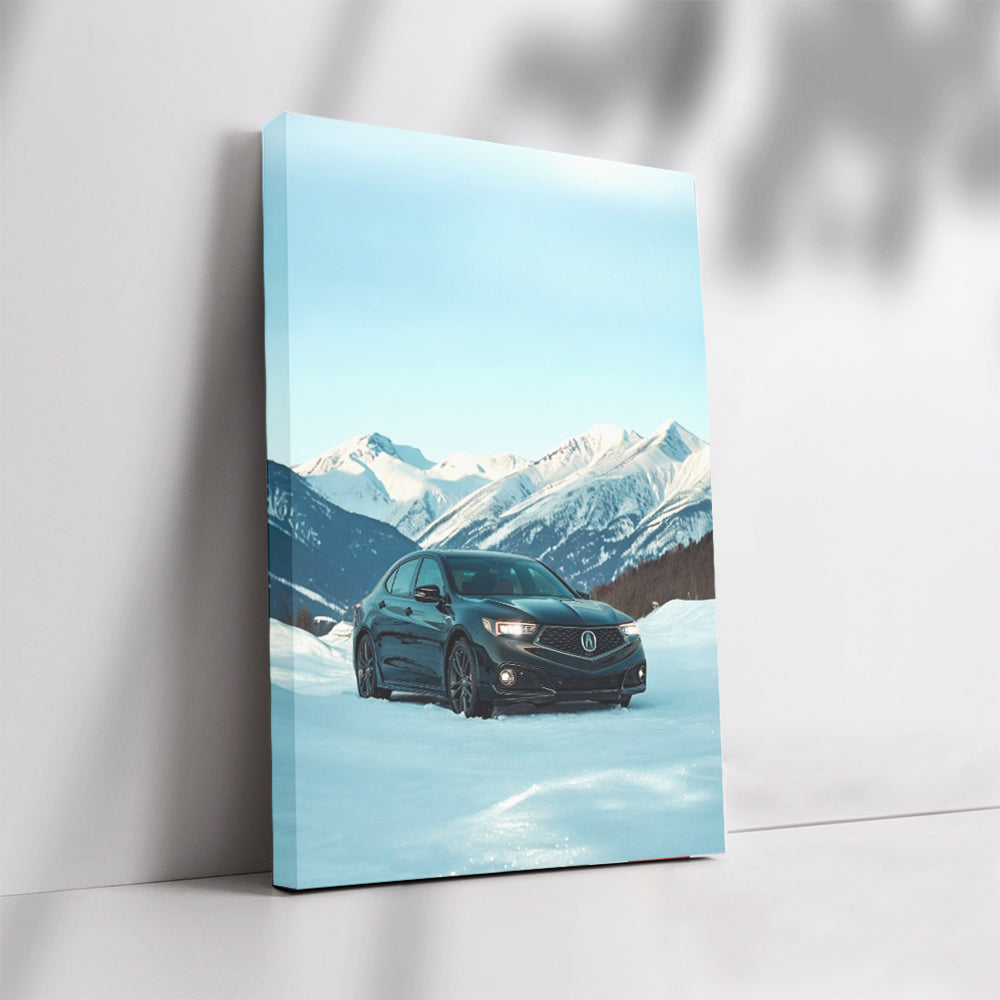 Acura Amidst Snowy Mountains - Fusion of Elegance and Power
