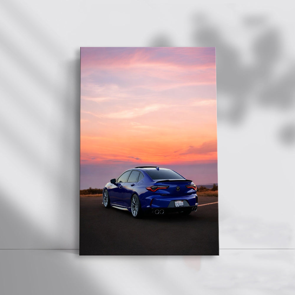 Acura in Blue at Sunset - Sleek and Stylish Ride