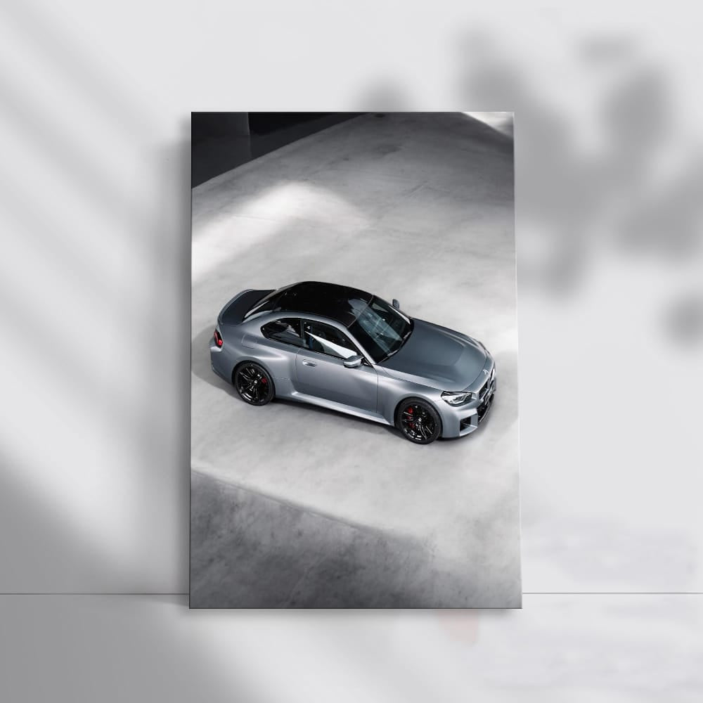 BMW M2 Sleek Matte Grey - Top View Minimalism, Pure Power