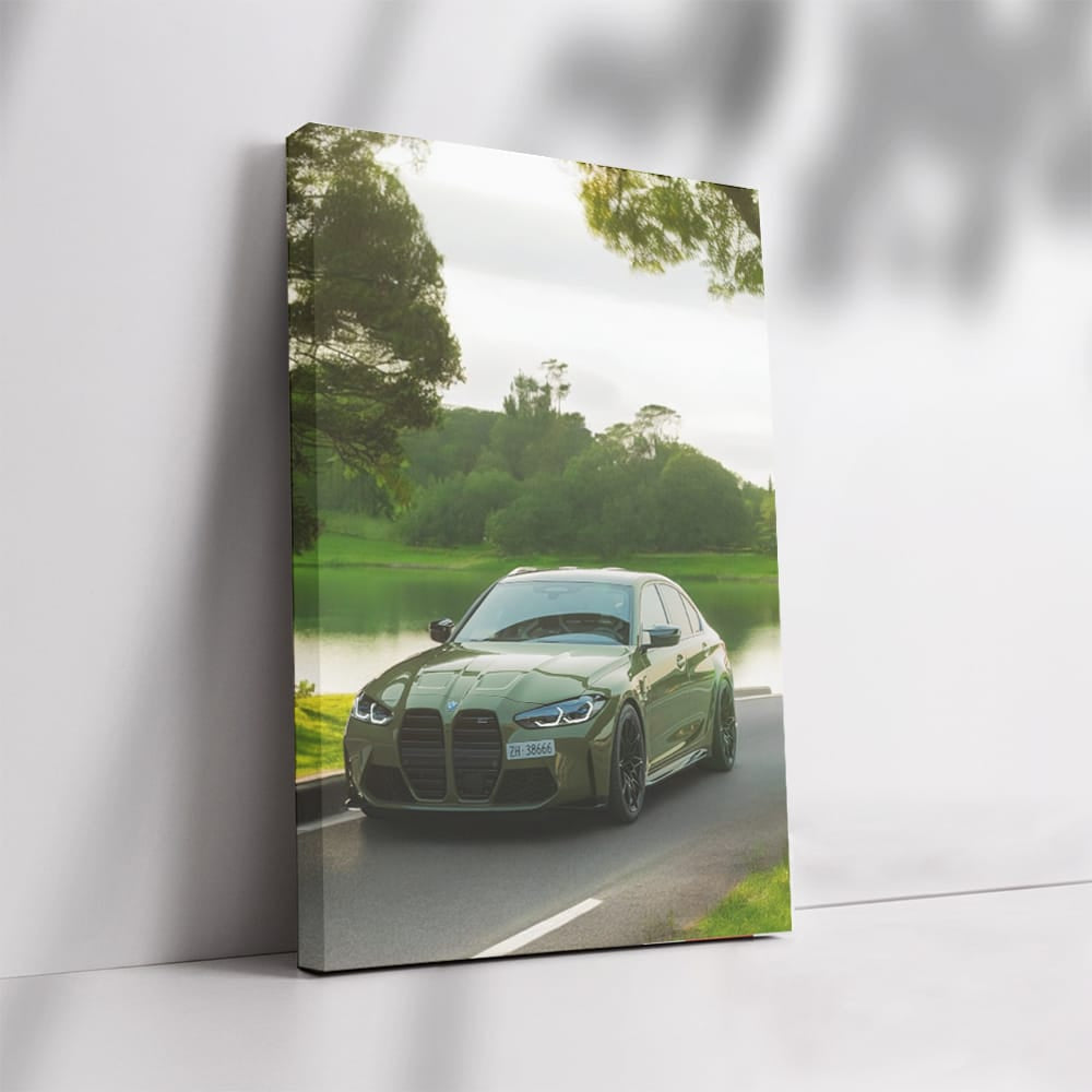 BMW M3 G80 in Military Green by Lake - Bold Elegance