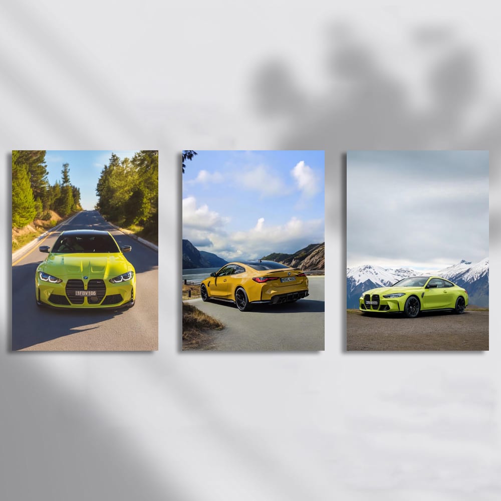 BMW M4 Competition Coupe Yellow Set of 3