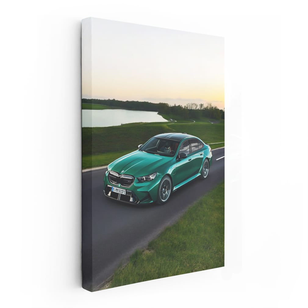 Green BMW M5 G90 Sedan on Road: Power Meets Elegance