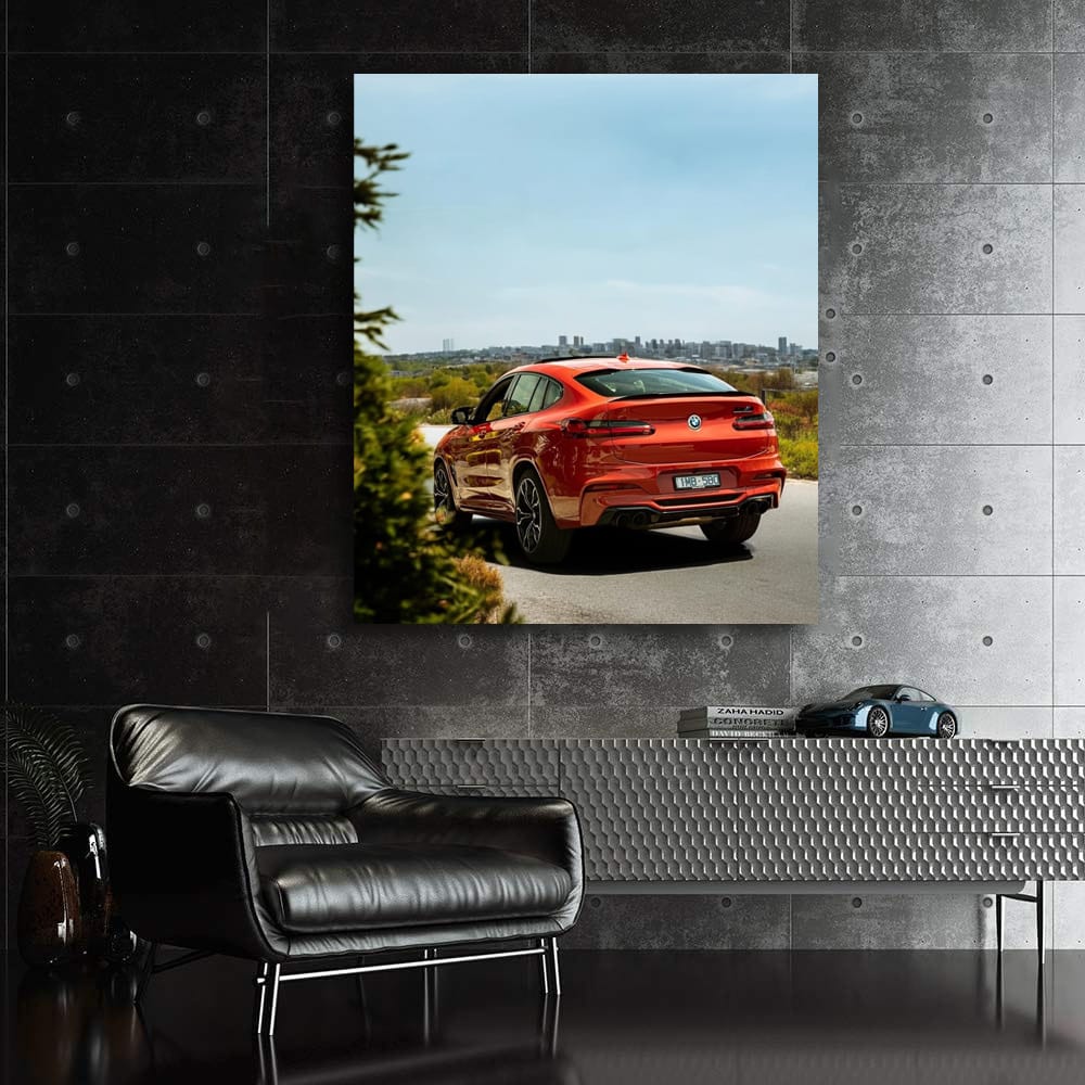 BMW X4 M Competition Rear View in Fiery Red-Orange - Dynamic Power