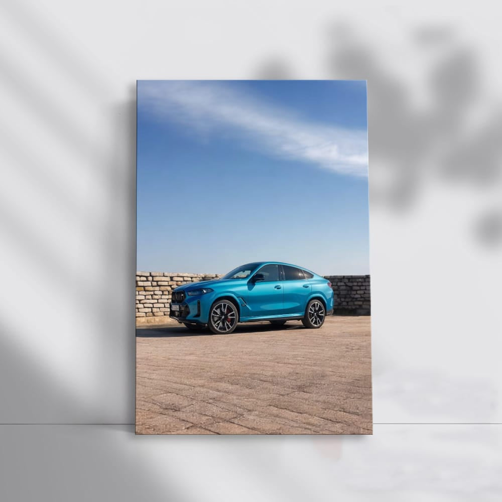 Light Blue BMW X6M in Parking - Power Meets Elegance