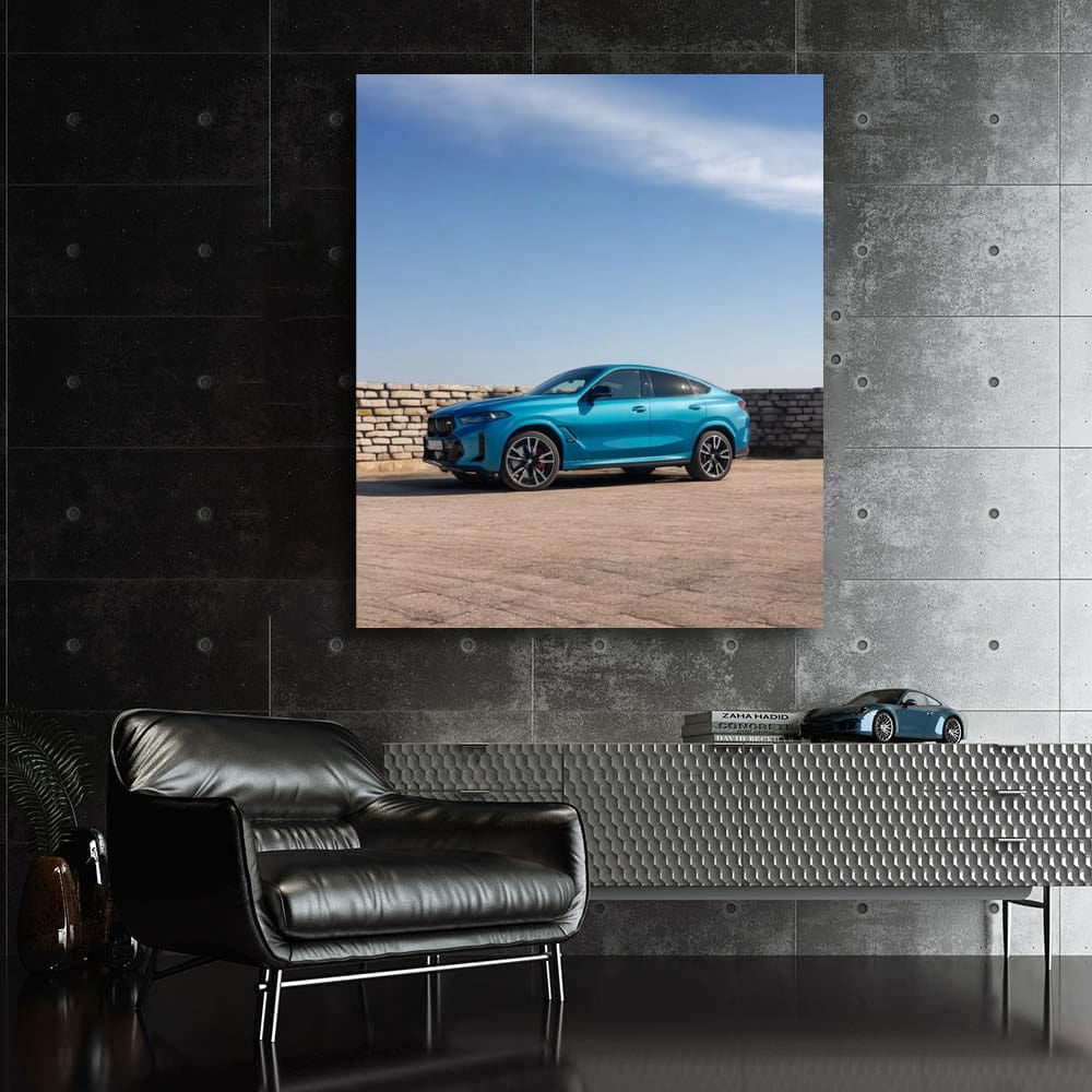 Light Blue BMW X6M in Parking - Power Meets Elegance