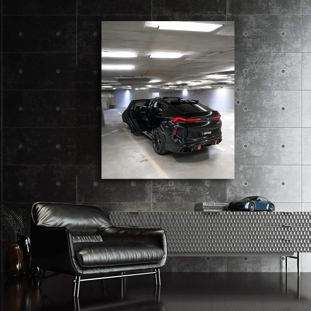 BMW X6 M Black with Open Doors in Parking - Bold Elegance