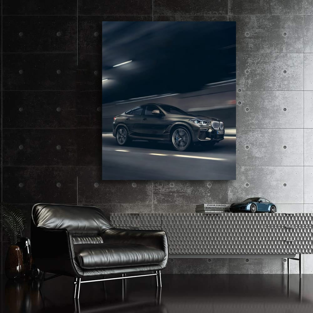 BMW X6 M in Motion - Sleek Dark Grey Powerhouse