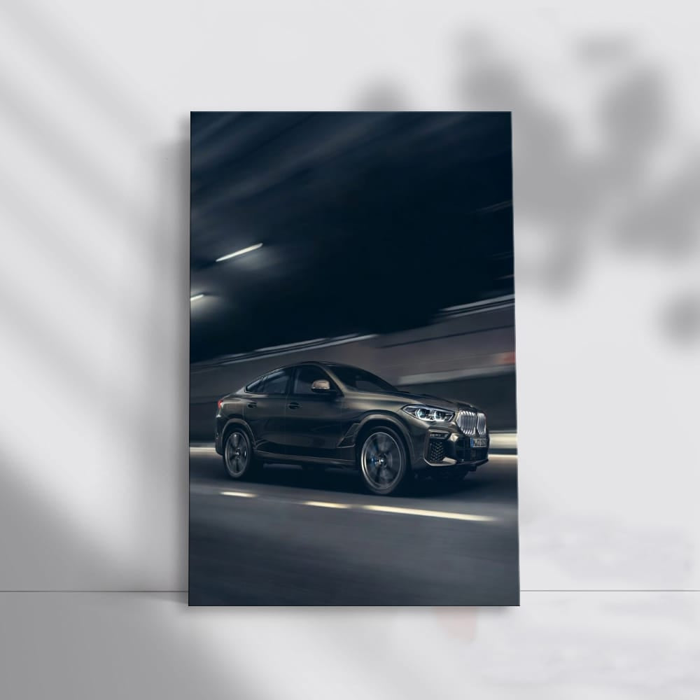 BMW X6 M in Motion - Sleek Dark Grey Powerhouse