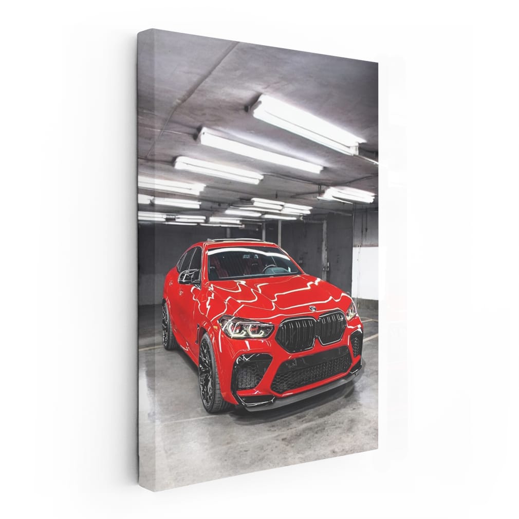 Red BMW X6 M in Parking Lot - Power and Elegance Unleashed