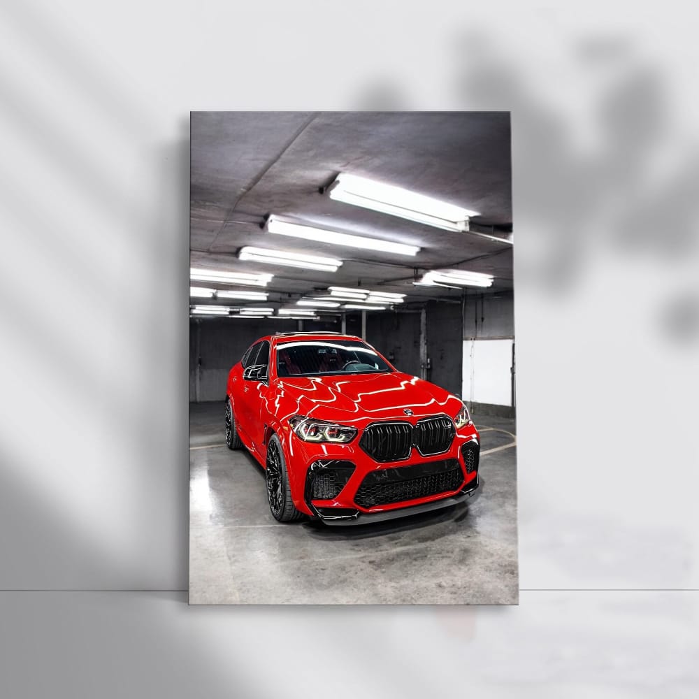 Red BMW X6 M in Parking Lot - Power and Elegance Unleashed