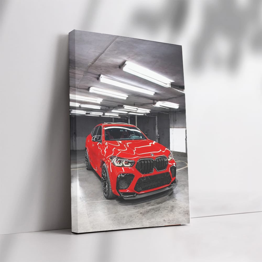 Red BMW X6 M in Parking Lot - Power and Elegance Unleashed