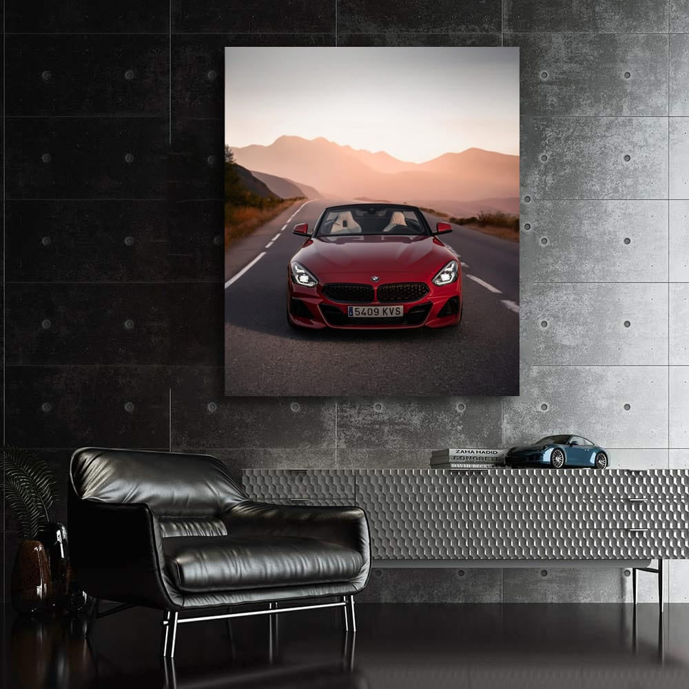 BMW Z4 in Red on Sunset Road - Stylish Elegance on Wheels