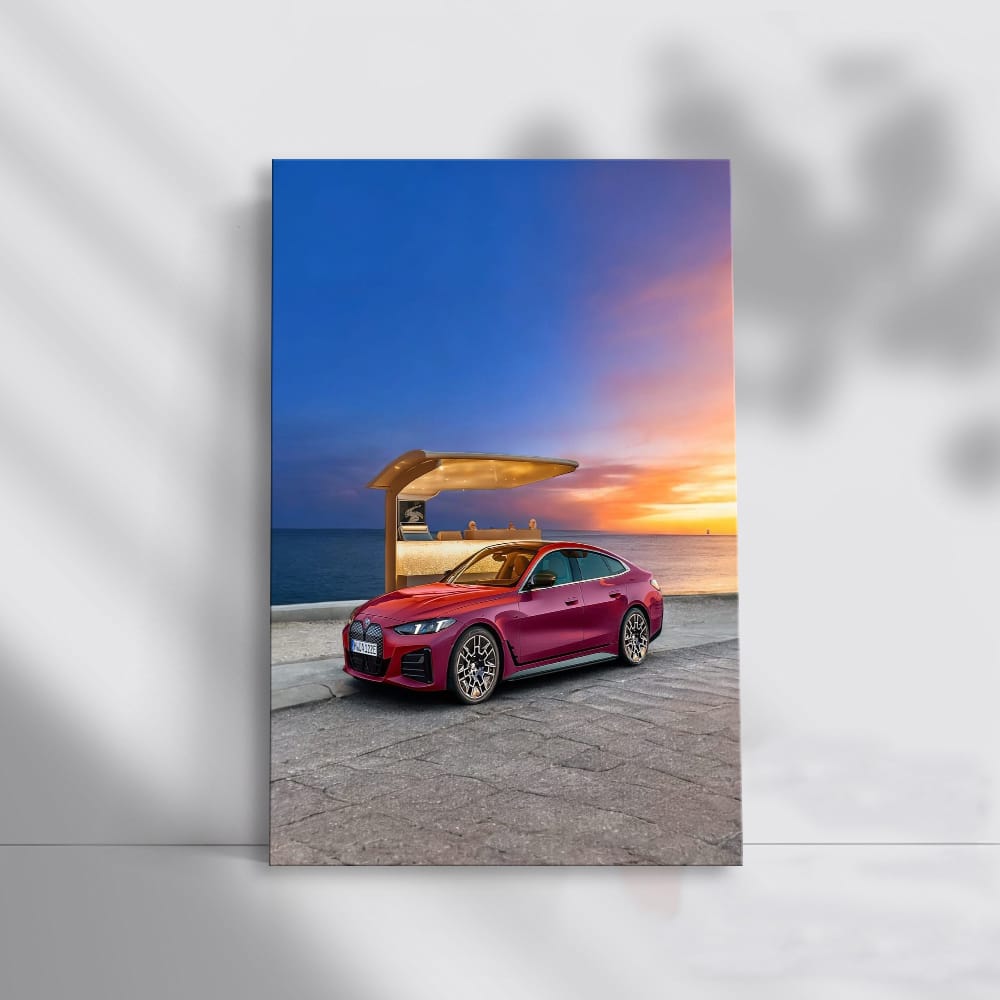 BMW i4 M50 Pink on Beach