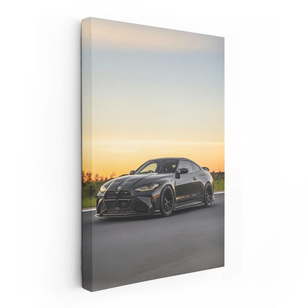 Black Bmw M4 Against The Sunse Wall Art