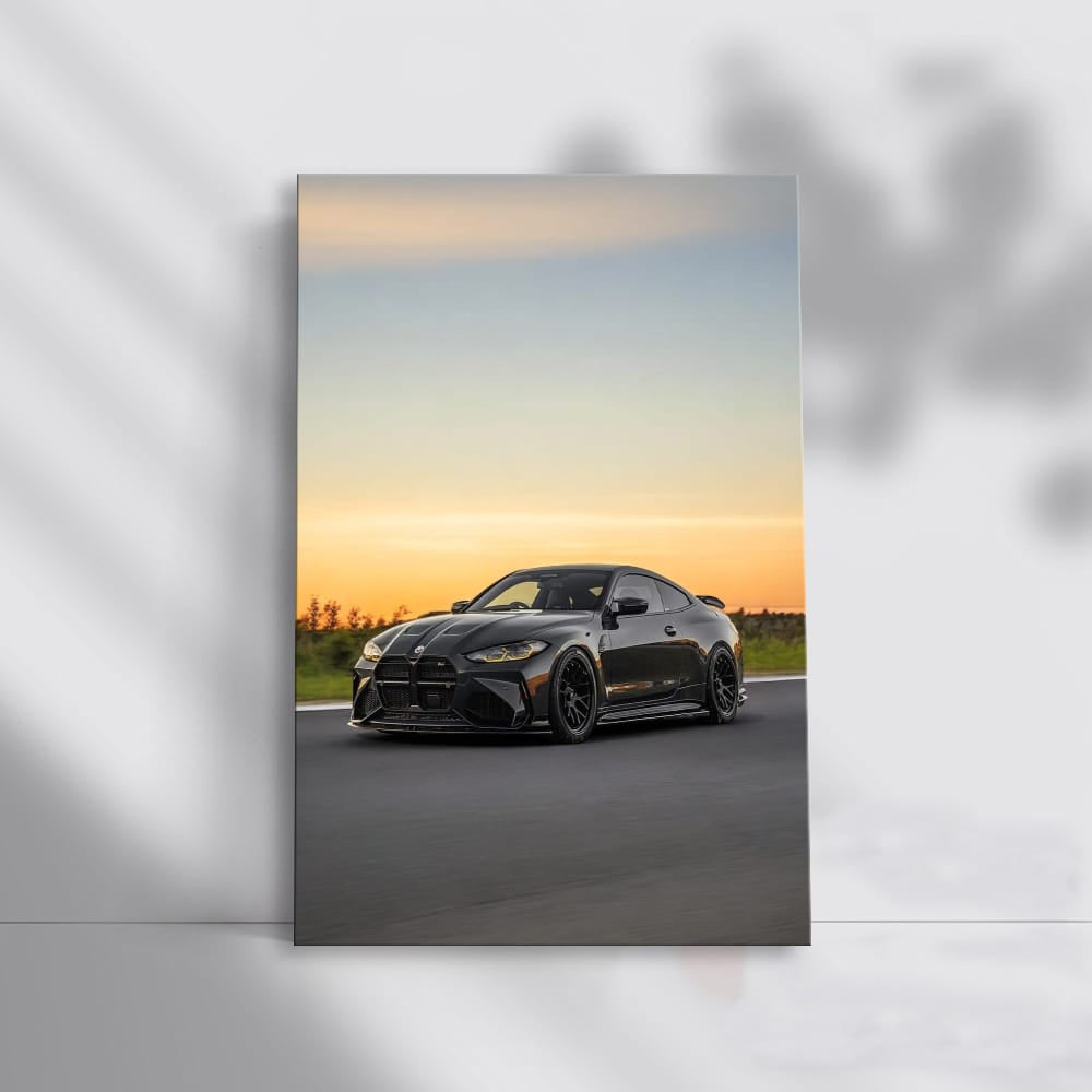 Sunset Silhouette: Black BMW M4 - Power Meets Elegance