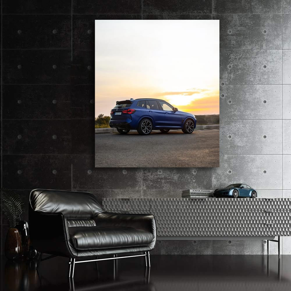 Blue Bmw X3 M Sunse Wall Art