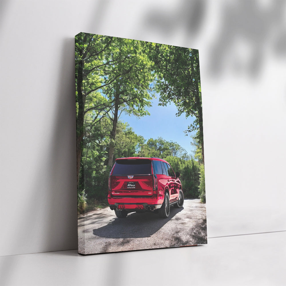 Red Cadillac Escalade V-Series in Nature - Bold Luxury SUV