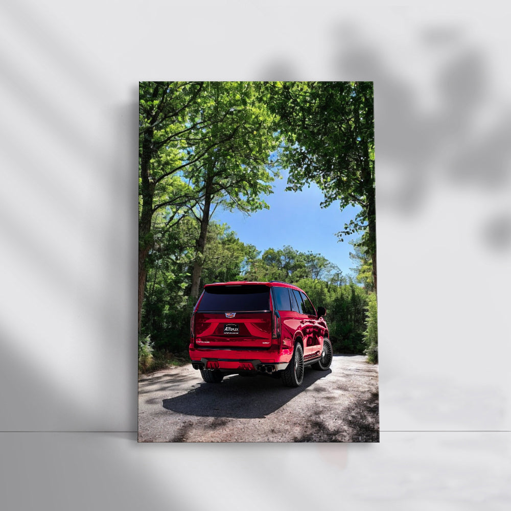Red Cadillac Escalade V-Series in Nature - Bold Luxury SUV