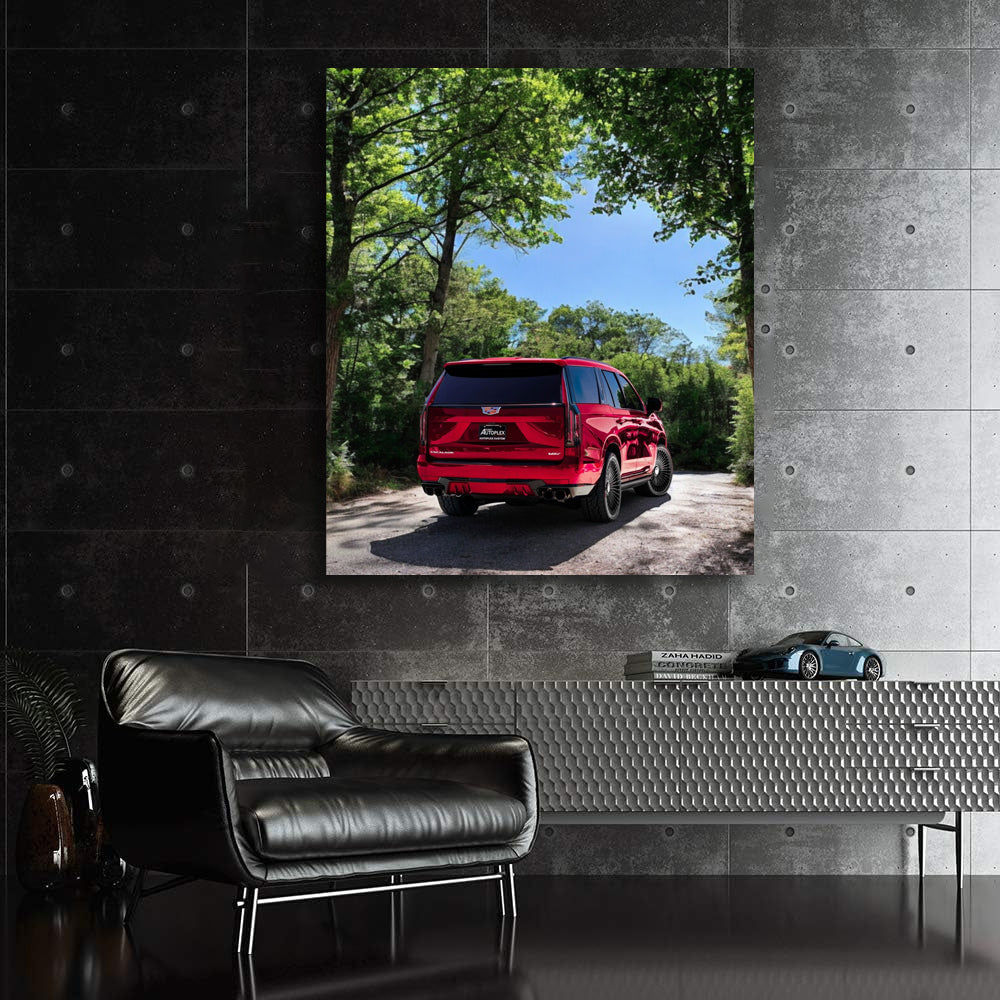 Red Cadillac Escalade V-Series in Nature - Bold Luxury SUV