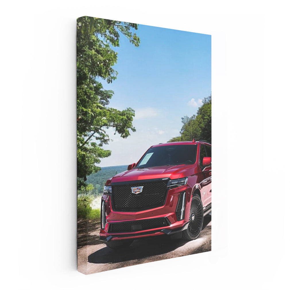 Red Cadillac Escalade V-Series in Nature - Bold & Luxurious