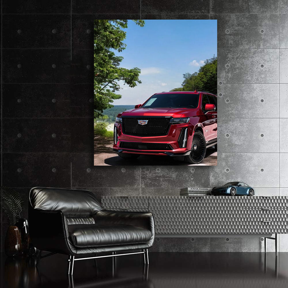 Red Cadillac Escalade V-Series in Nature - Bold & Luxurious