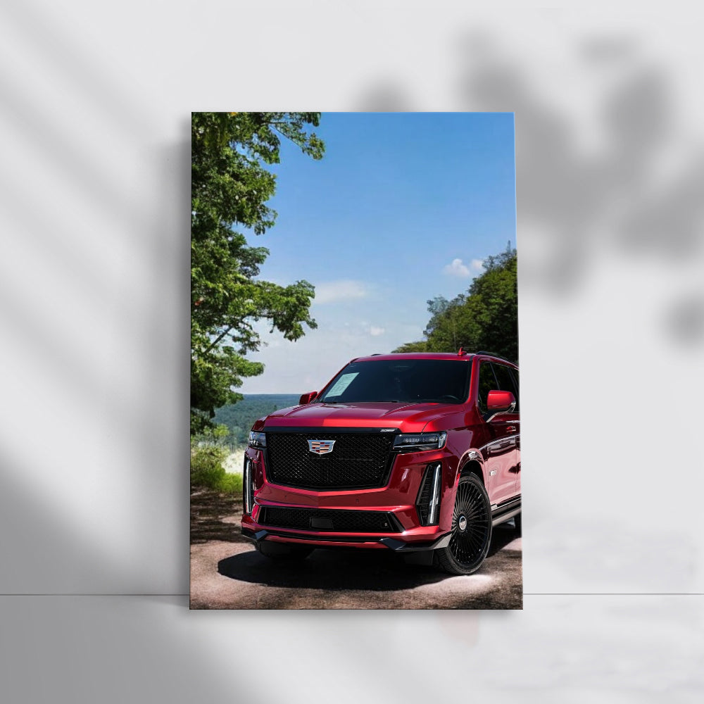 Red Cadillac Escalade V-Series in Nature - Bold & Luxurious