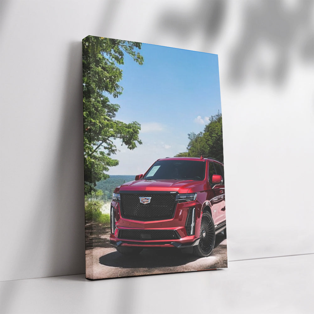 Red Cadillac Escalade V-Series in Nature - Bold & Luxurious