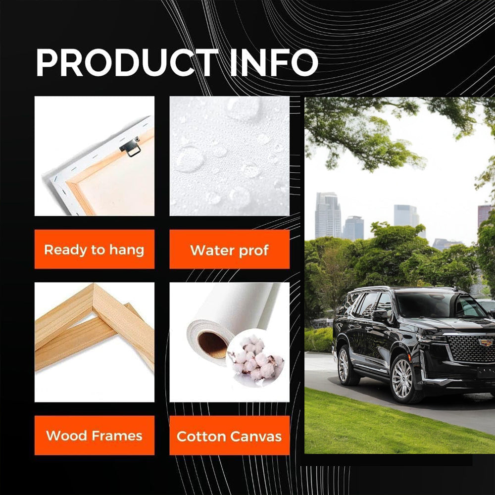 Cadillac Escalade with Urban Skyline - Luxury in Motion