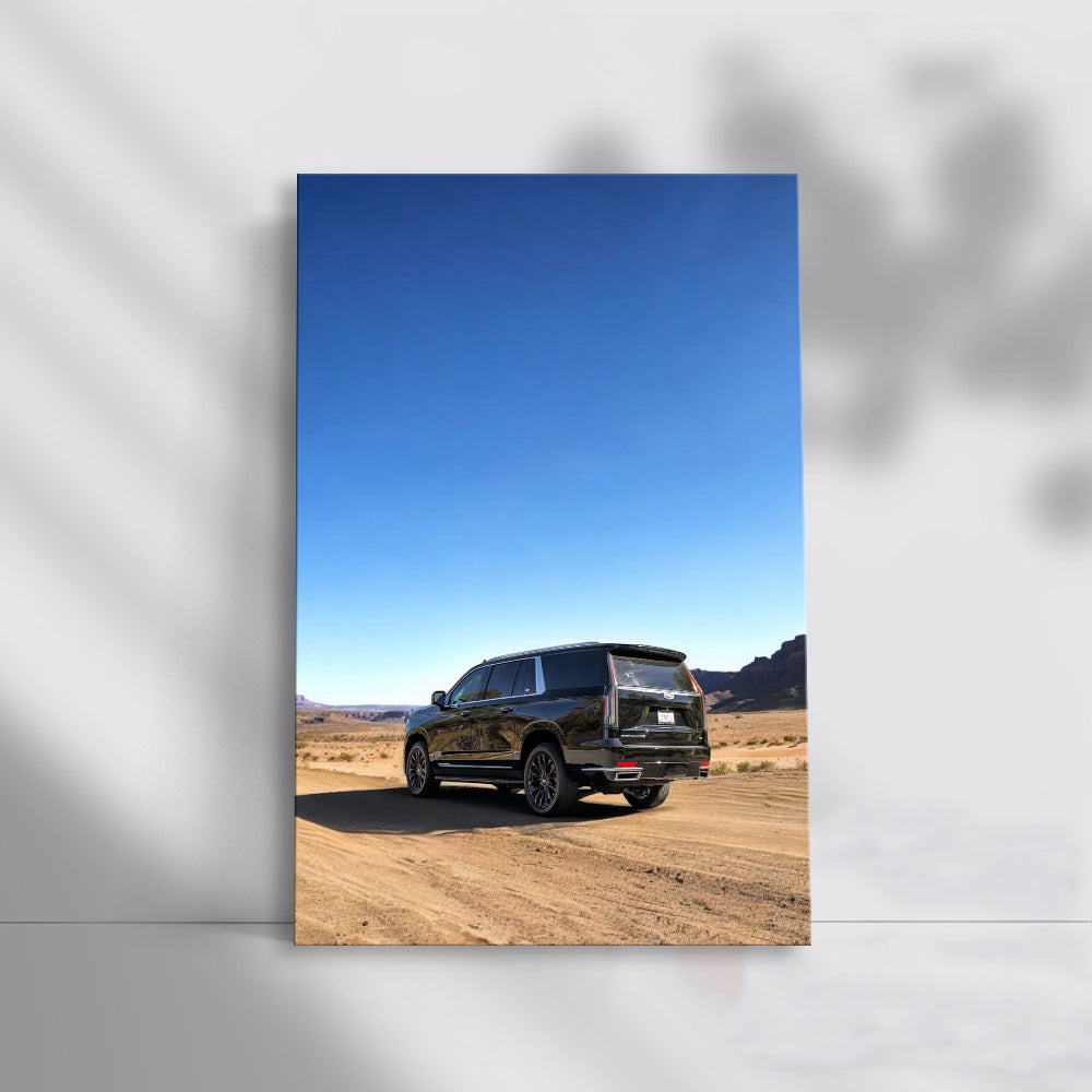 Black Cadillac in Mountain Scenery - Majestic Elegance
