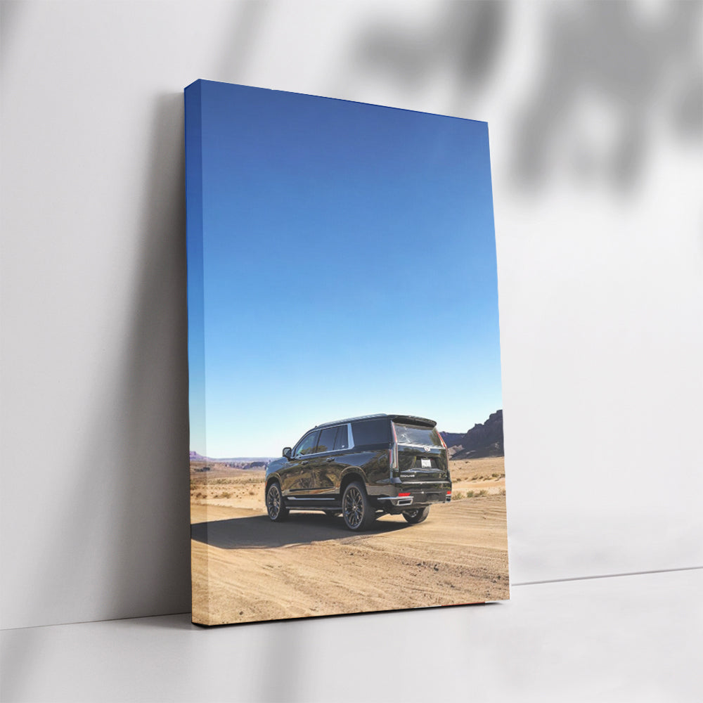 Black Cadillac in Mountain Scenery - Majestic Elegance