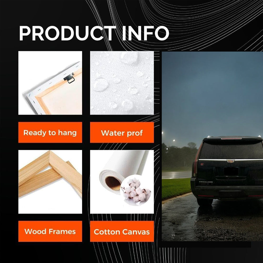 Black Cadillac in Rain - Luxury in Motion