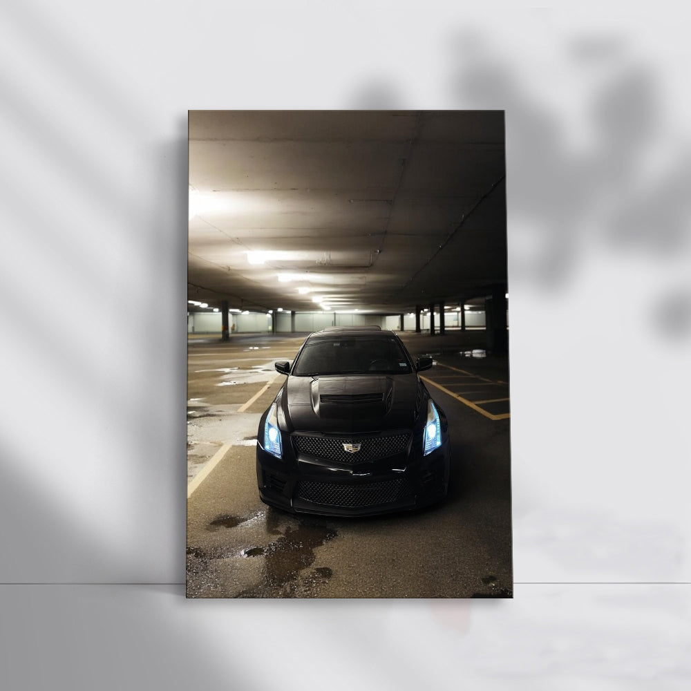 Black Cadillac in Underground Parking - Sleek and Mysterious