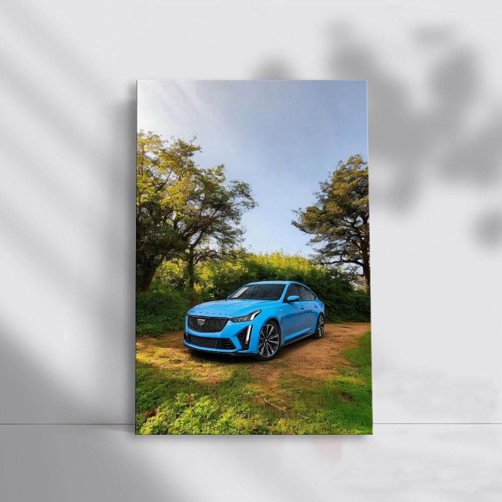 Forest Blue Cadillac - Timeless Elegance in Motion