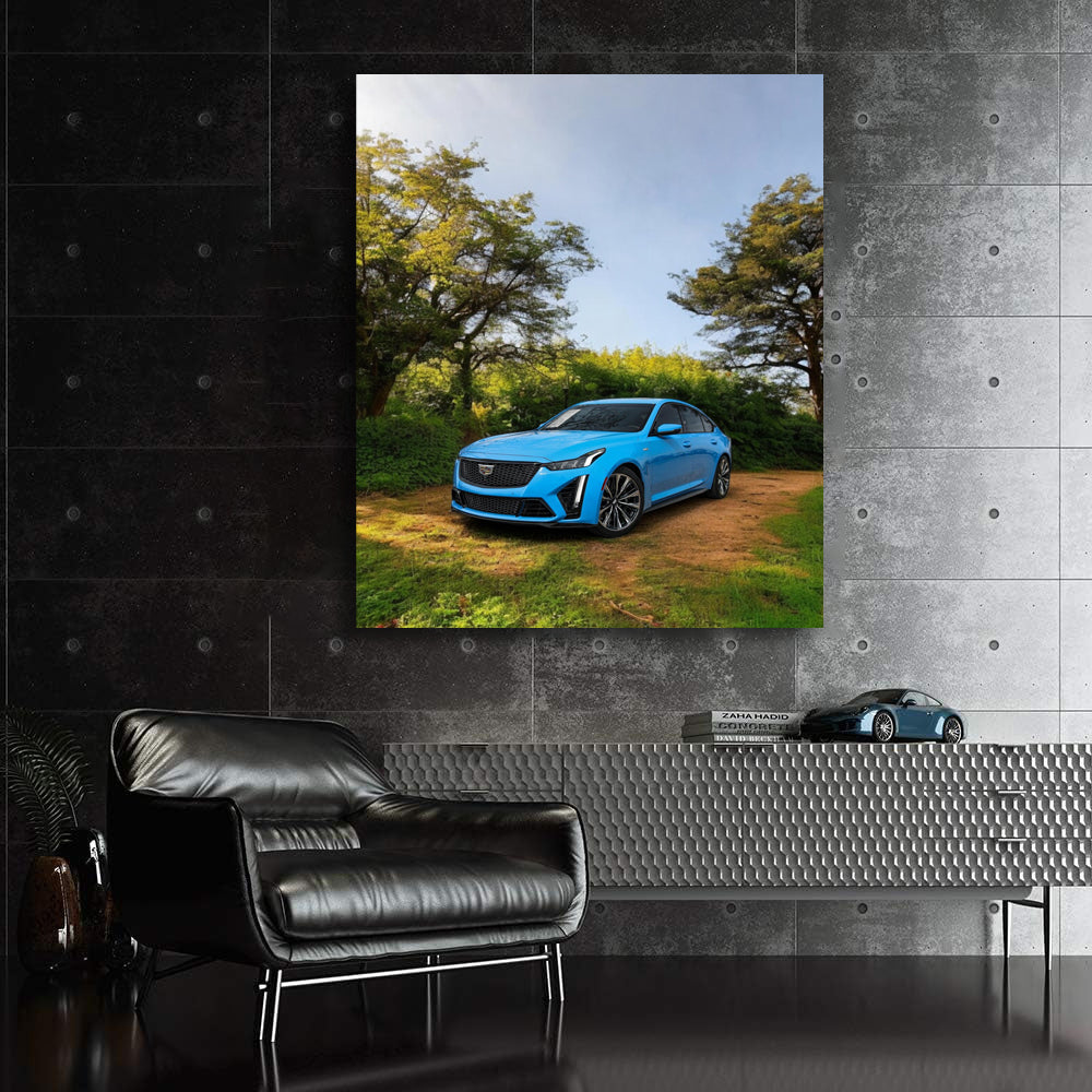 Forest Blue Cadillac - Timeless Elegance in Motion