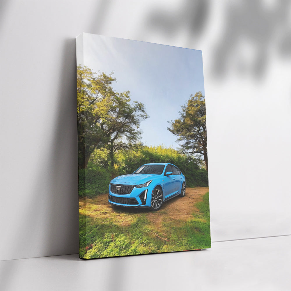 Forest Blue Cadillac - Timeless Elegance in Motion