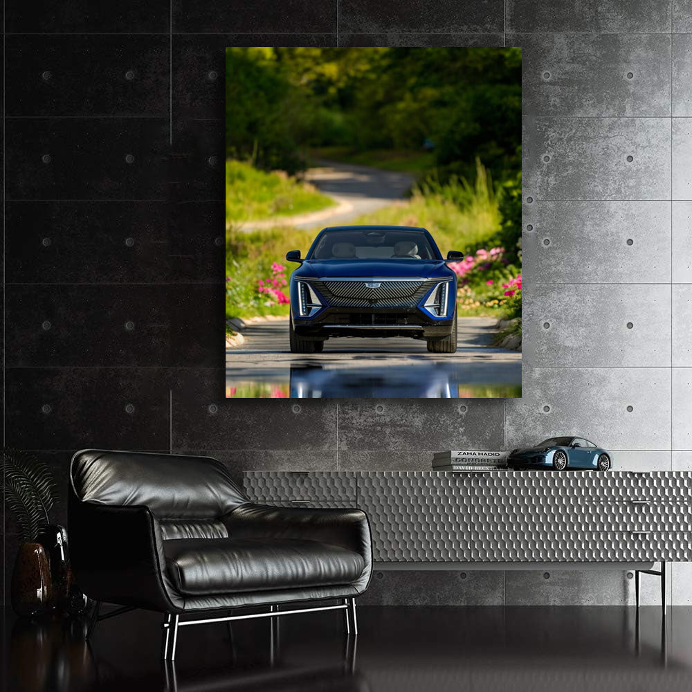 Blue Cadillac in Park - Iconic Style and Grace
