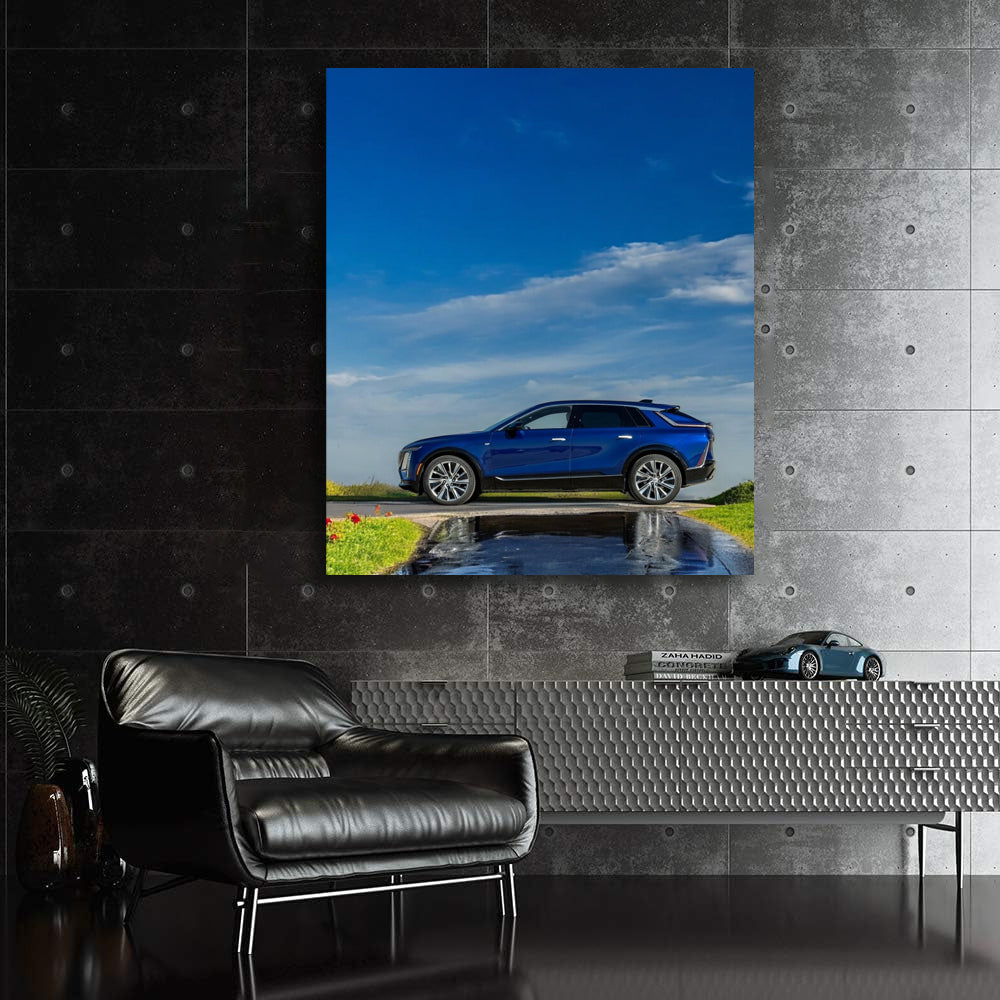 Classic Blue Cadillac Elegance in Park - Timeless Beauty