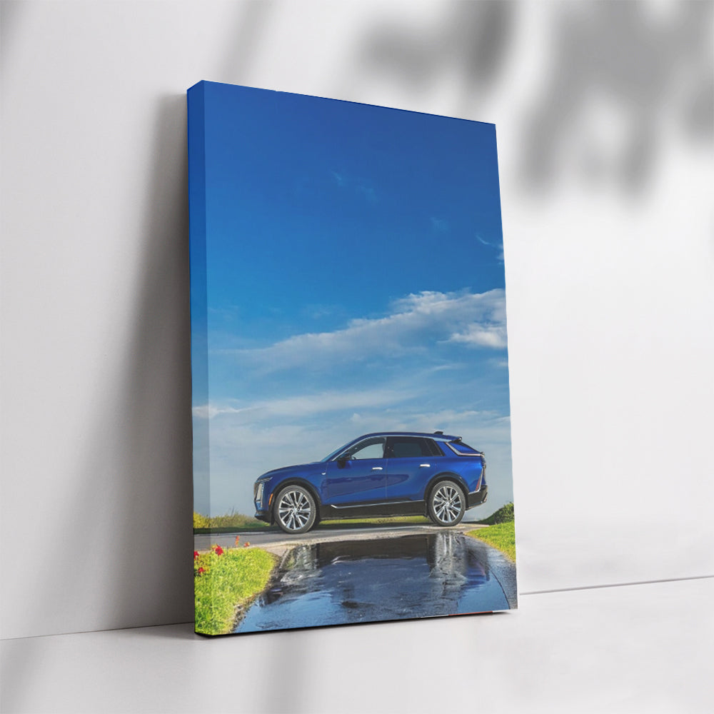 Classic Blue Cadillac Elegance in Park - Timeless Beauty