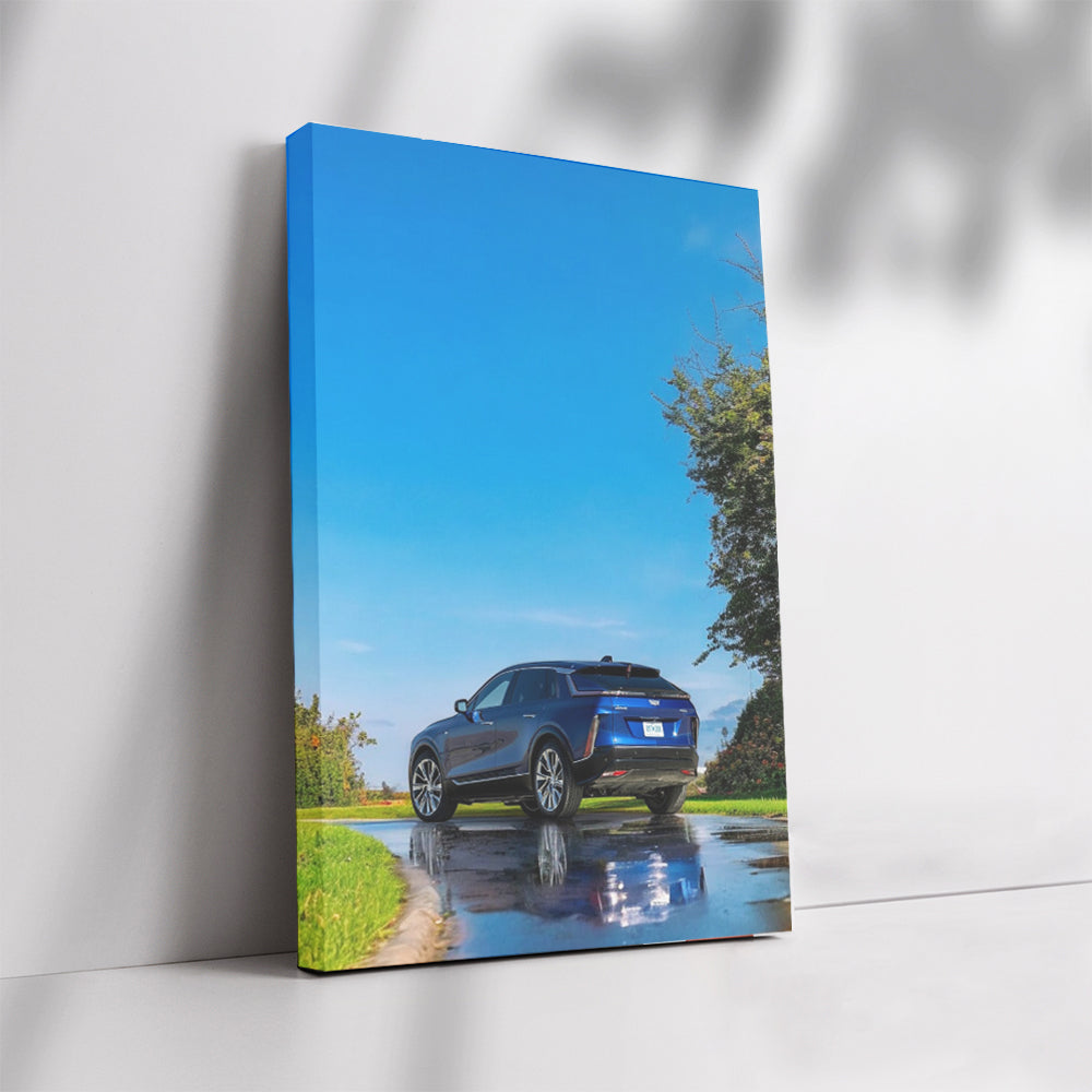 Blue Cadillac in Park - Iconic Elegance on Display