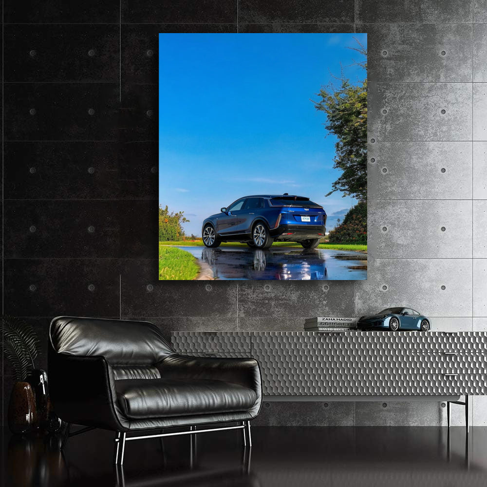 Blue Cadillac in Park - Iconic Elegance on Display