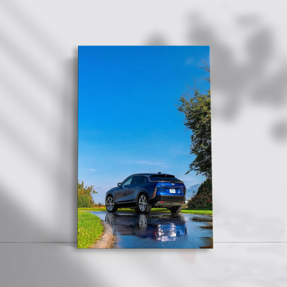 Blue Cadillac in Park - Iconic Elegance on Display
