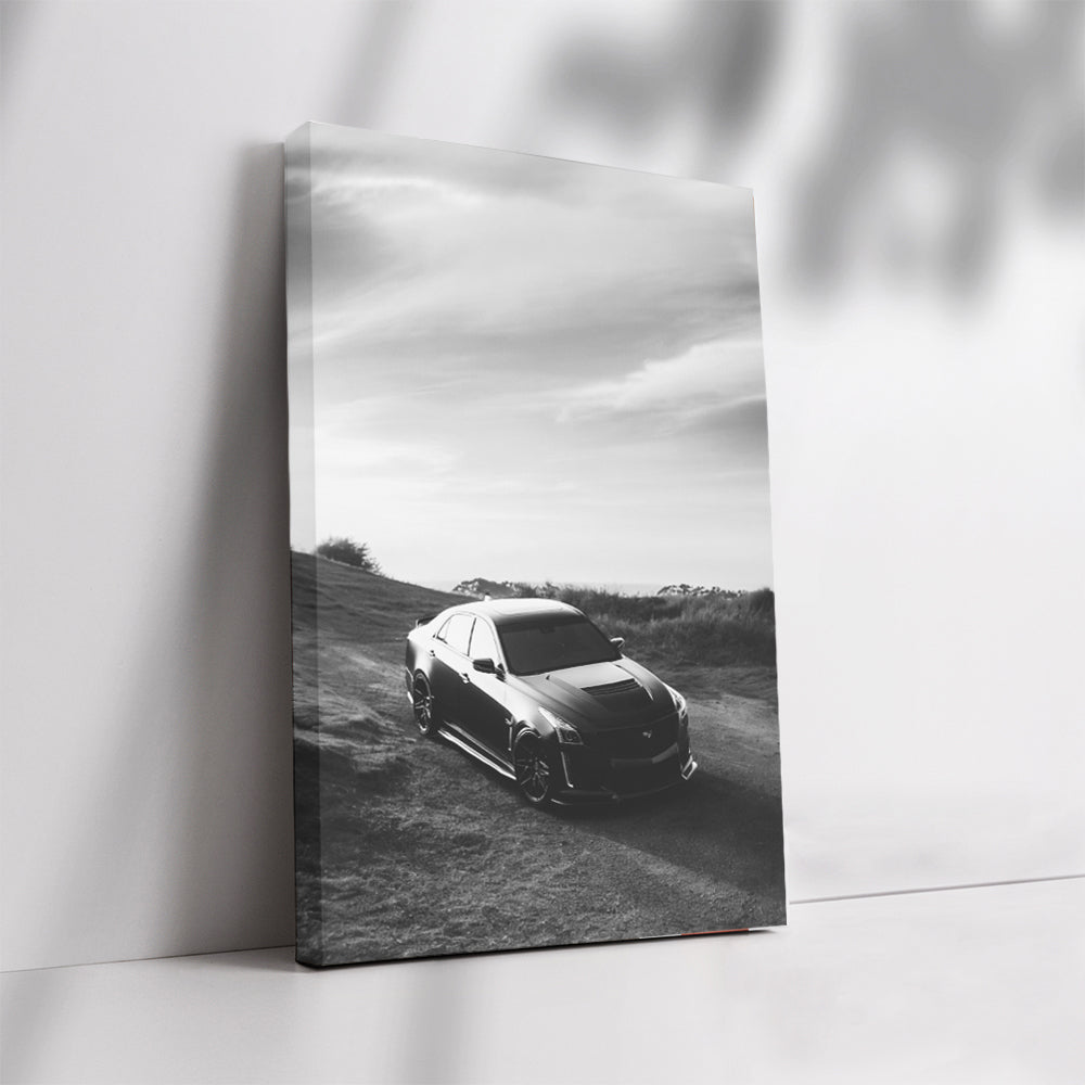 Vintage Black and White Cadillac - Timeless Elegance