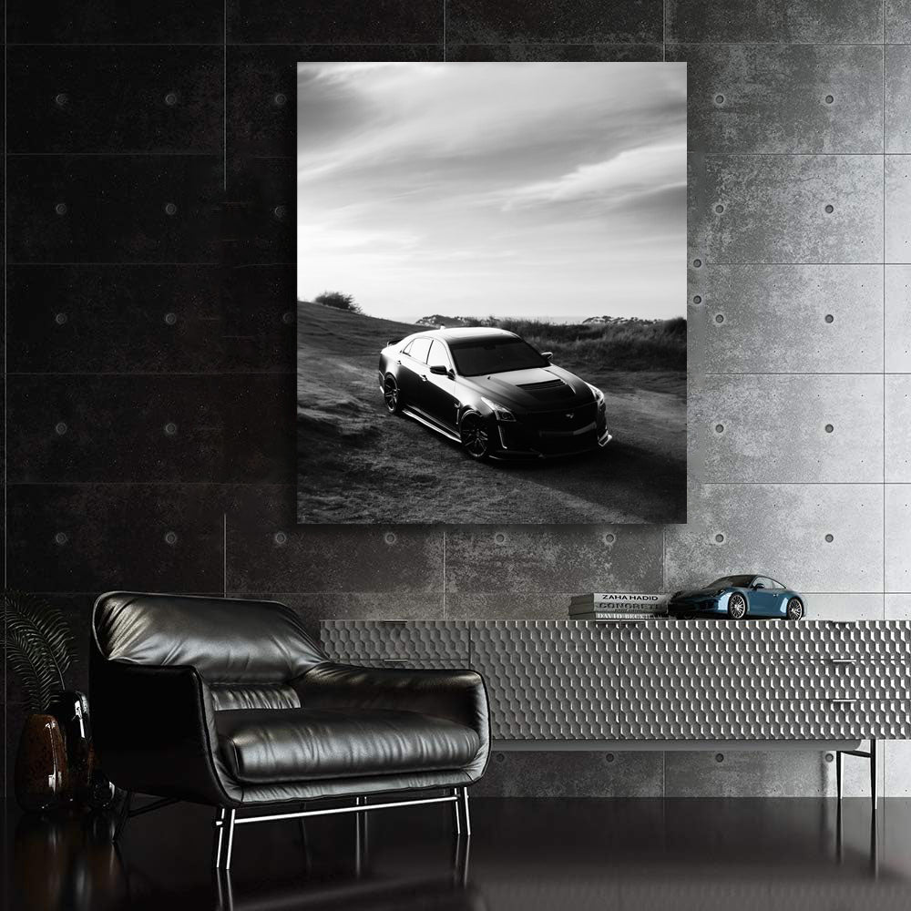 Vintage Black and White Cadillac - Timeless Elegance
