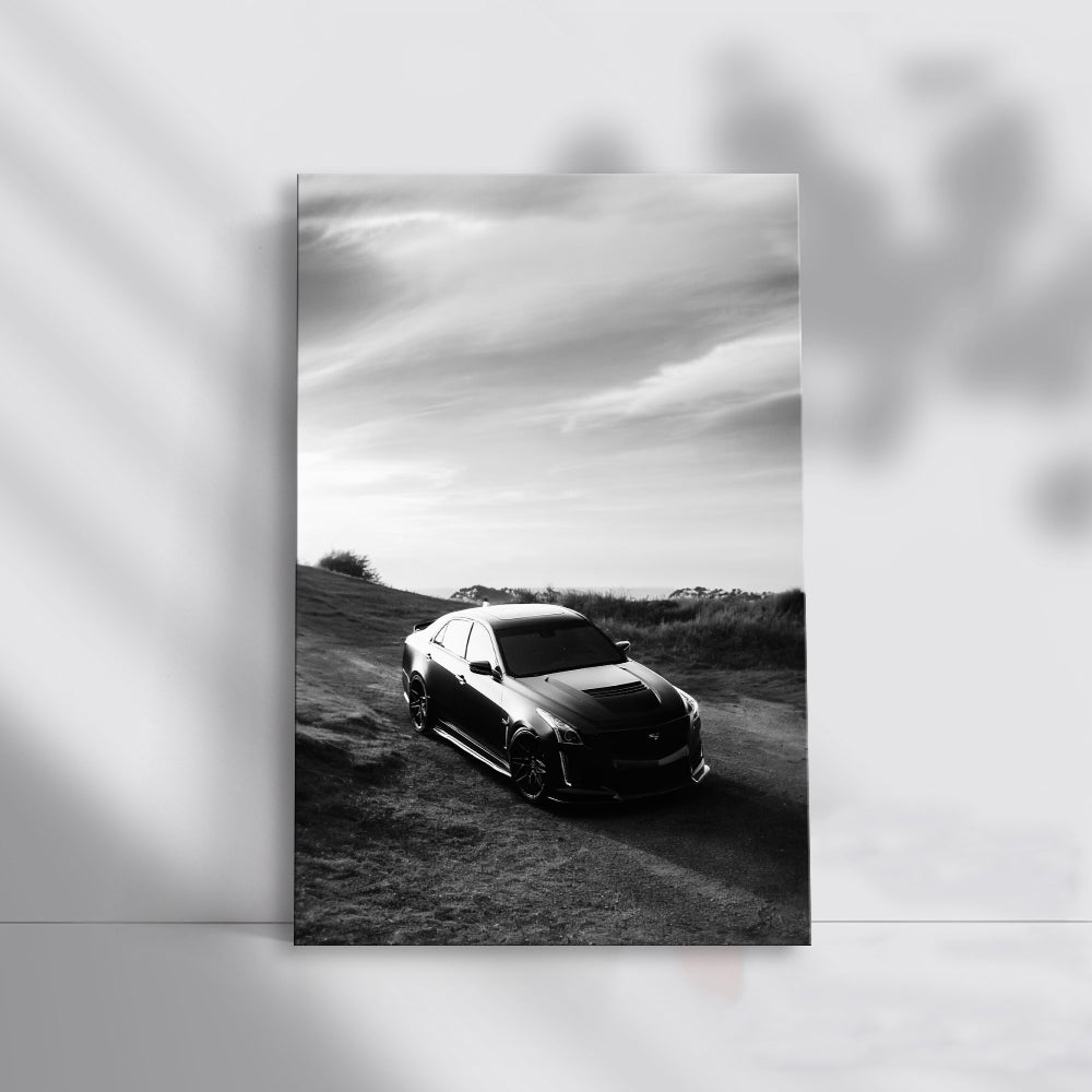 Vintage Black and White Cadillac - Timeless Elegance