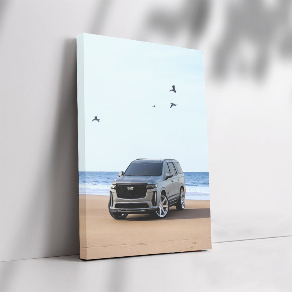 Cadillac Gray on Beach - Timeless Elegance in Motion