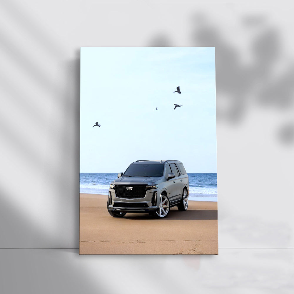 Cadillac Gray on Beach - Timeless Elegance in Motion