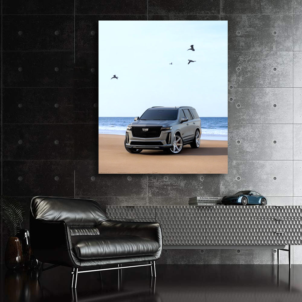 Cadillac Gray on Beach - Timeless Elegance in Motion